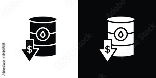 Crude oil price decrease icon collection. line stroke icon. EPS 10