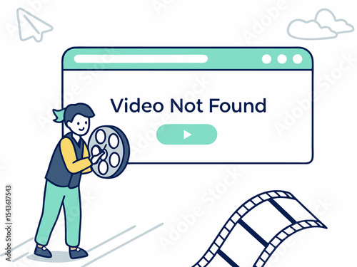 Online learning platform showing 404 error with missing video content placeholder