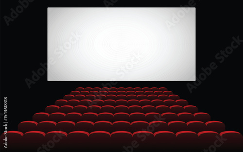 Cinema screen and red seats, perfect for a cinematic experience.