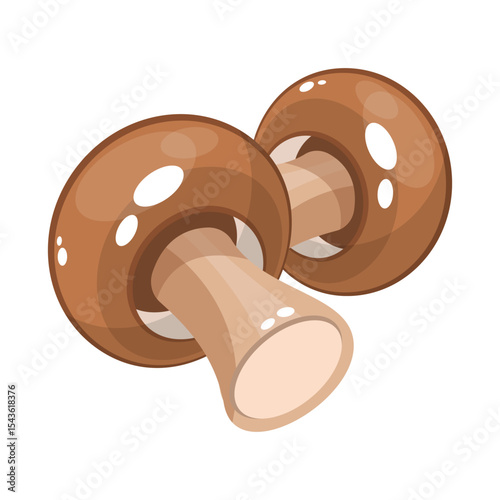 A cartoon illustration of two brown mushrooms on a white background.