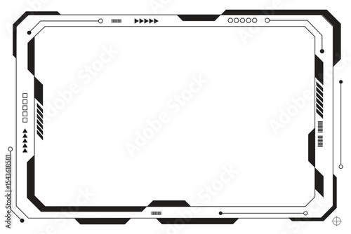 HUD frames black user interface elements design modern technology futuristic control panel screen digital hologram window gaming menu touching cyber monitor set on white background.