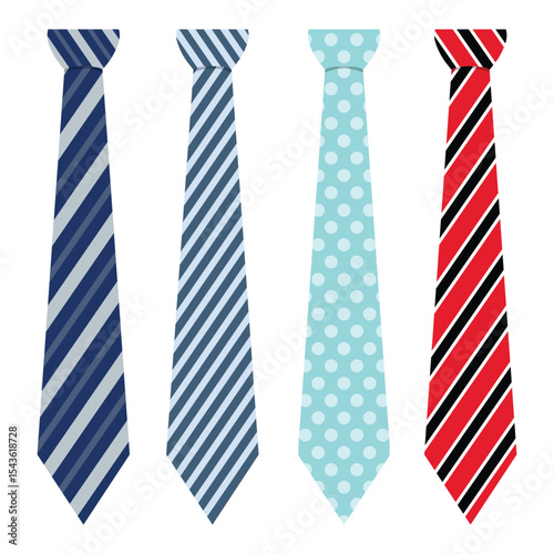 Four distinct ties showcase various colors and patterns for formal attire.