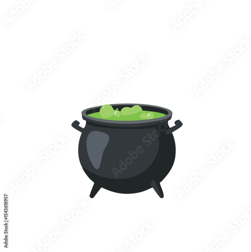 Halloween witchs cauldron green potion brewing magic