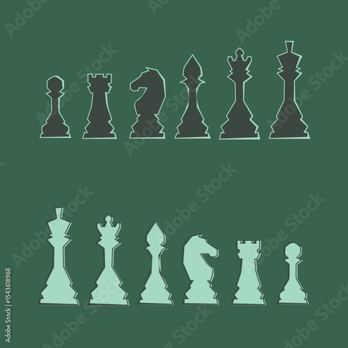 Chess figures icons set. Board game. King, queen, bishop, pawn, horse, knight, rook. International chess day. Chess tournament. Strategy concept