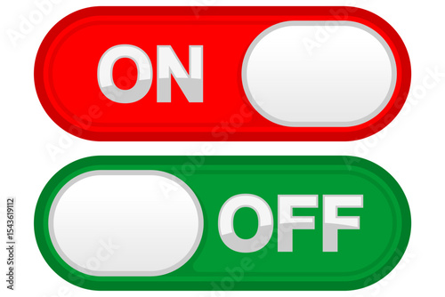 Toggle Button Vector Icon Showing Green On and Red Off Symbol for UI UX Graphic Design in Editable EPS Format Isolated on White