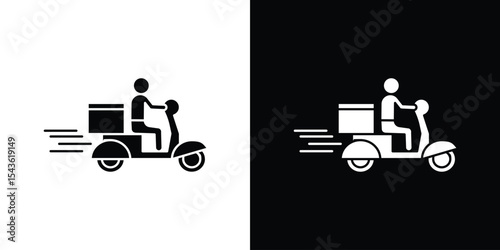 Delivery man riding motorcycle icon collection. line stroke icon. EPS 10