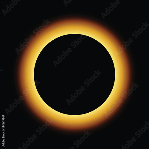 Annular Solar Eclipse: A dark disk surrounded by a ring of orange light.