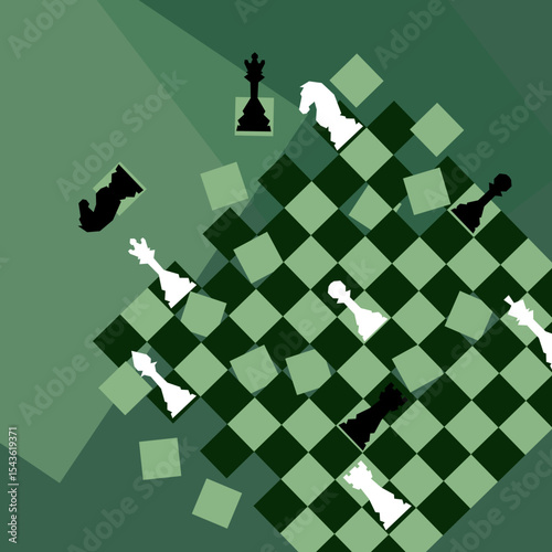 Chess background. Poster for chess tournament. Abstract chess design illustration. Chess day concept. Competition, intellectual sport, championship.