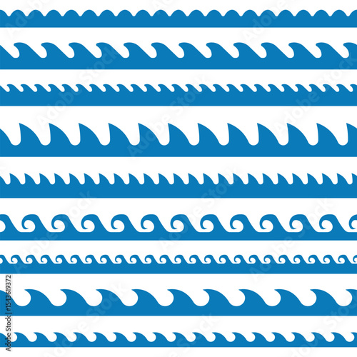 Blue wave pattern showcases varied shapes for aquatic-themed visual elements.