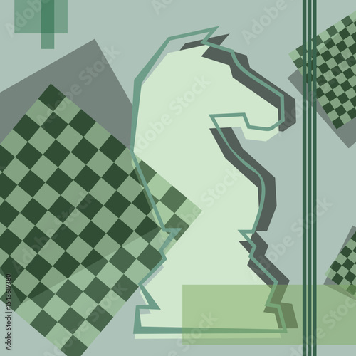 Chess background. Poster for chess tournament. Abstract chess design illustration. Chess day concept. Competition, intellectual sport, championship.