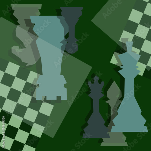 Chess background. Poster for chess tournament. Abstract chess design illustration. Chess day concept. Competition, intellectual sport, championship.