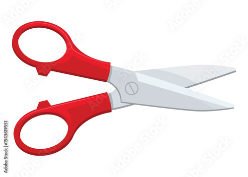 Red handled scissors on a white background.  