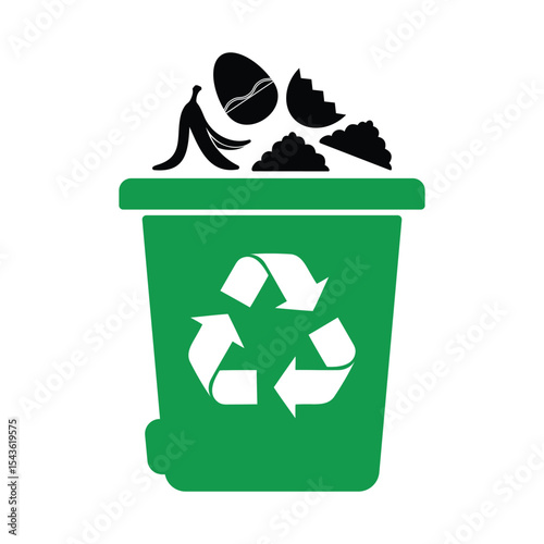 Green Compost Bin Icon Vector Organic Waste Recycling Environment Symbol