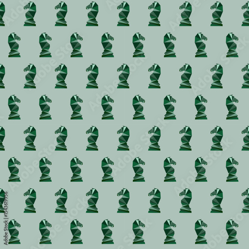 Abstract Seamless pattern in chess style with chess figures and chessboard for design, textile, fabric, surface textures, packaging, scrapbooking, chess school or chess club.