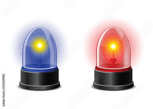 Emergency lights: Blue and Red Alert beacons signaling an urgent situation