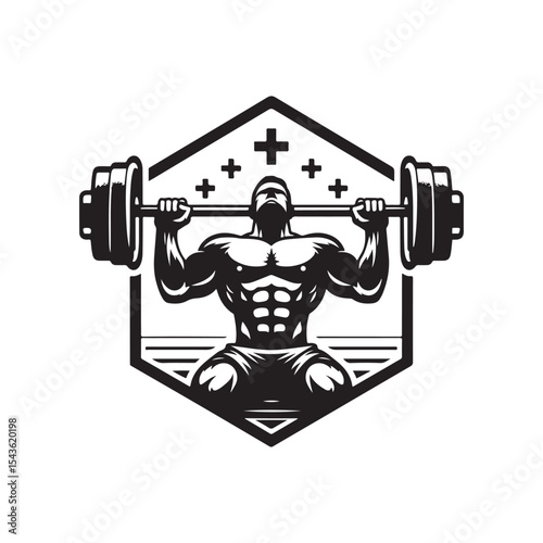 gym workouts vector silhouette clip art logo design illustration