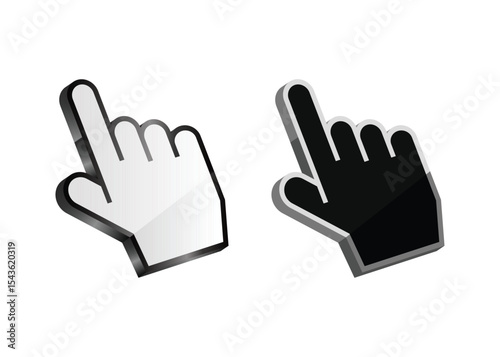 Pointer icons: black and white hand cursors indicating direction or selection.
