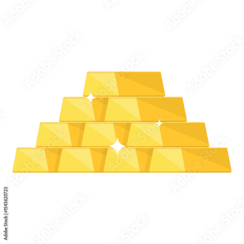 Stack of gleaming gold bars, treasure concept, valuable asset, illustration.