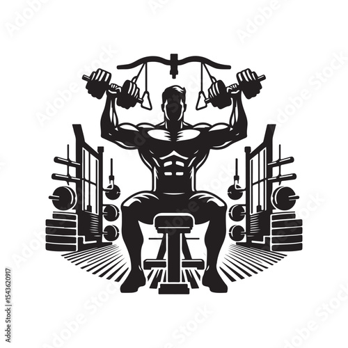 gym workouts vector silhouette clip art logo design illustration