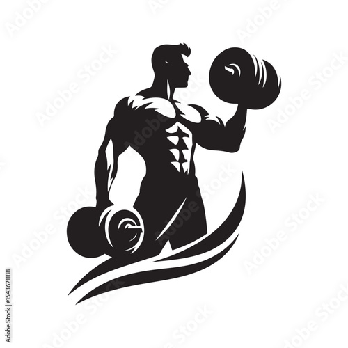 gym workouts vector silhouette clip art logo design illustration