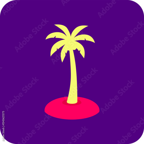 Neon Summer Palm Icon – Tropical Tree Style