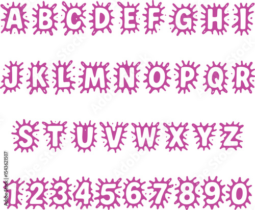 Splatter Snot Gooey typography font lettering ABC cartoon vector text