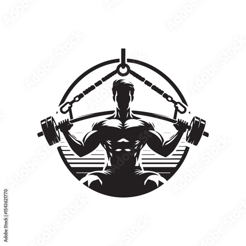 gym workouts vector silhouette clip art logo design illustration