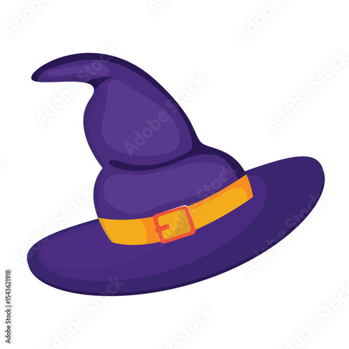 Whimsical purple witch hat with a gold buckle, perfect for spooky season.