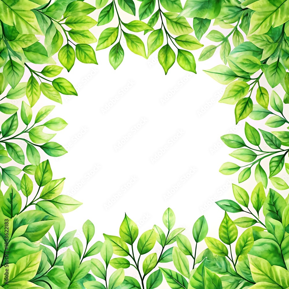Obraz premium Exuberant Green Leaves Frame Captivating Botanical Beauty and Freshness A Verdant Embrace of Nature's Artistry A Natural Border of Greenery