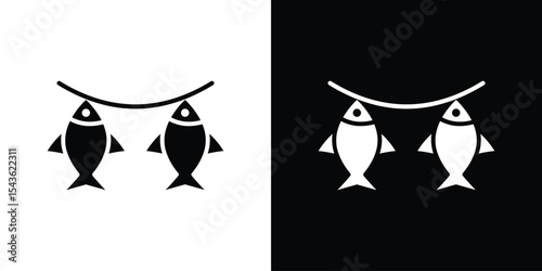 Dried fish icon collection. line stroke icon. EPS 10