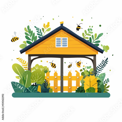 Bee-friendly garden design, colorful variety of flowers