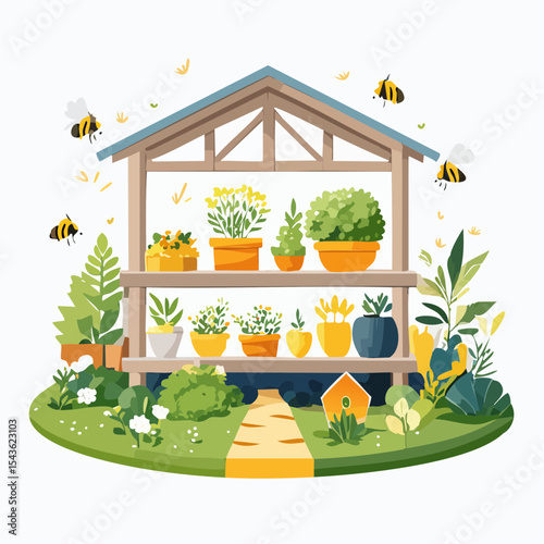 Bee-friendly garden design, colorful variety of flowers