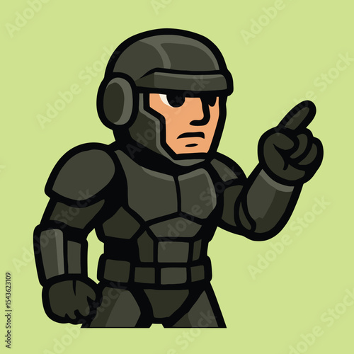 Vector mascot of Futuristic commander soldier with confident. 