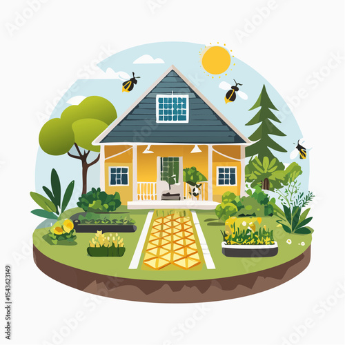 Bee-friendly garden design, colorful variety of flowers