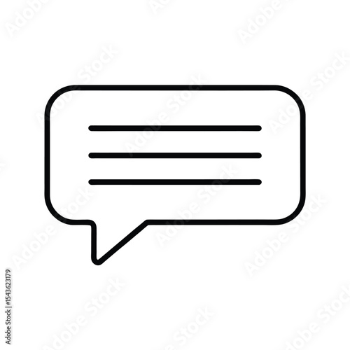 Minimalist line art illustration of a speech bubble icon representing communication and dialogue