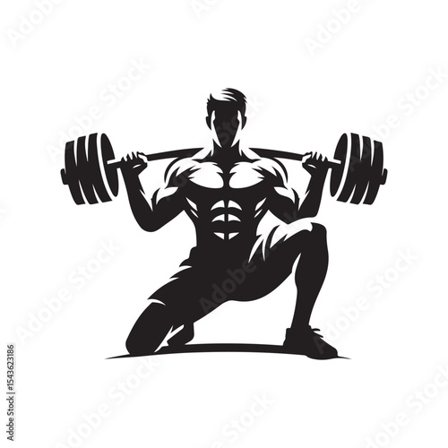 gym workouts vector silhouette clip art logo design illustration