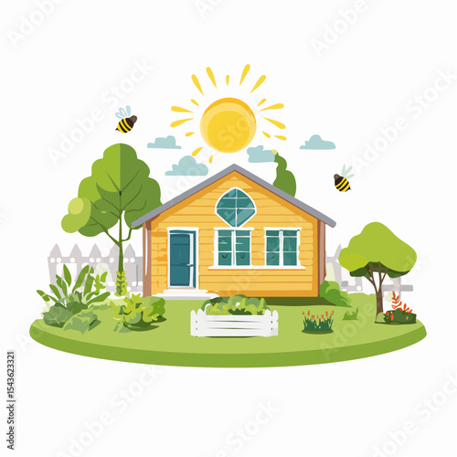 Bee-friendly garden design, colorful variety of flowers