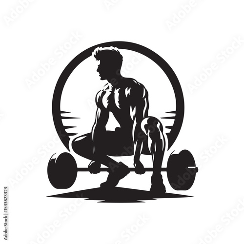 gym workouts vector silhouette clip art logo design illustration