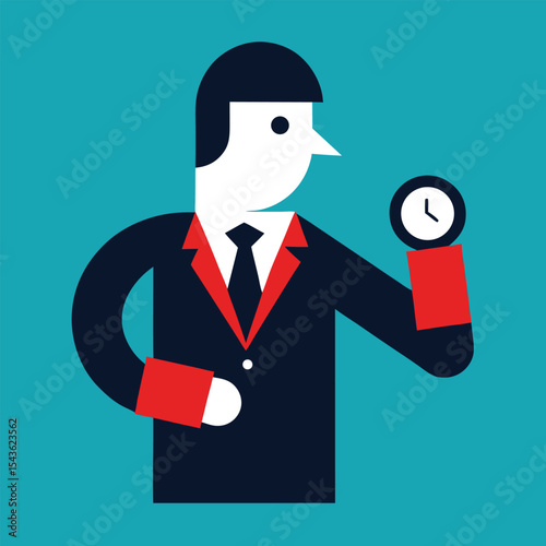 Businessperson checking watch while walking to corporate meeting  