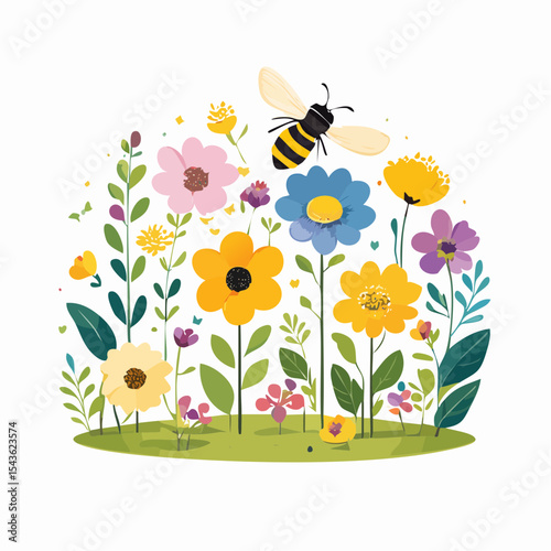 Bee-friendly garden design, colorful variety of flowers