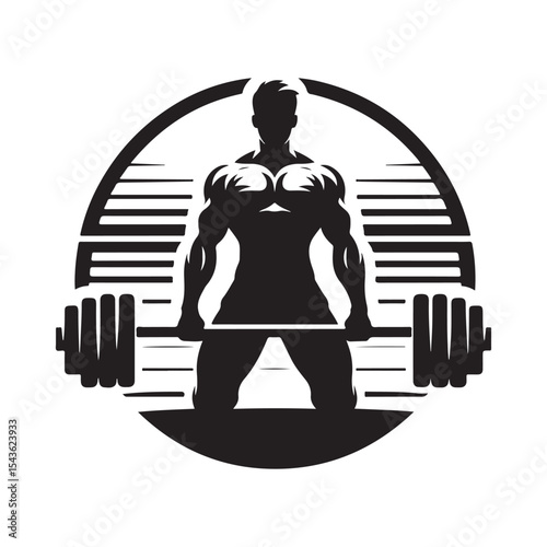 gym workouts vector silhouette clip art logo design illustration