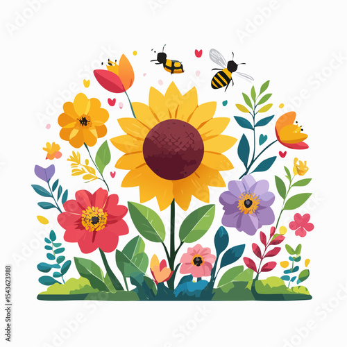 Bee-friendly garden design, colorful variety of flowers