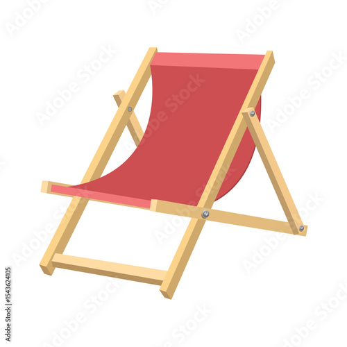 A simple, foldable, and comfortable wooden lounge chair with a coral fabric.