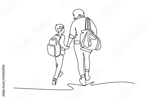 Back to school concept. Single line draw design. Vector graphic illustration