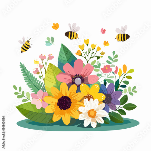Bee-friendly garden design, colorful variety of flowers