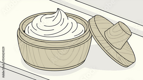 Organic skincare cream in wooden jar natural beauty product for skin care and moisture treatment routine