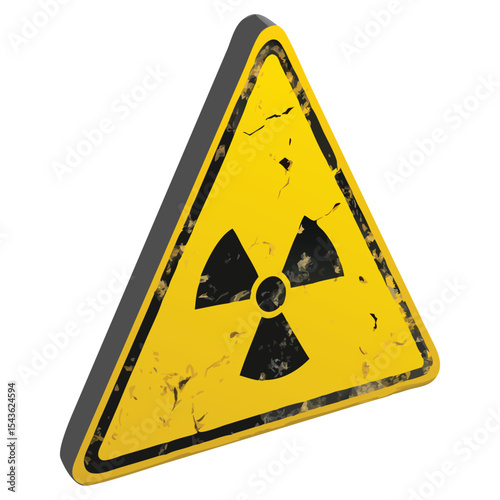 Radiation hazard symbol yellow triangle warning sign radioactive material danger caution safety isolated