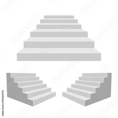 Three staircase illustrations show access to a higher level in simple style.