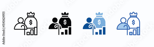Retirement icon sheet multiple style collection isolated vector