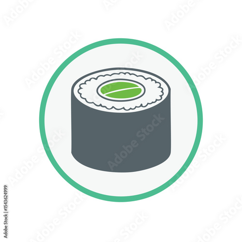 Single maki sushi roll icon graphic design element